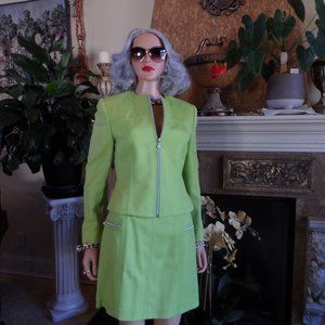 Gianni Versage Couture Chartreuse Green Skirt Suit Size IT 40- US 4